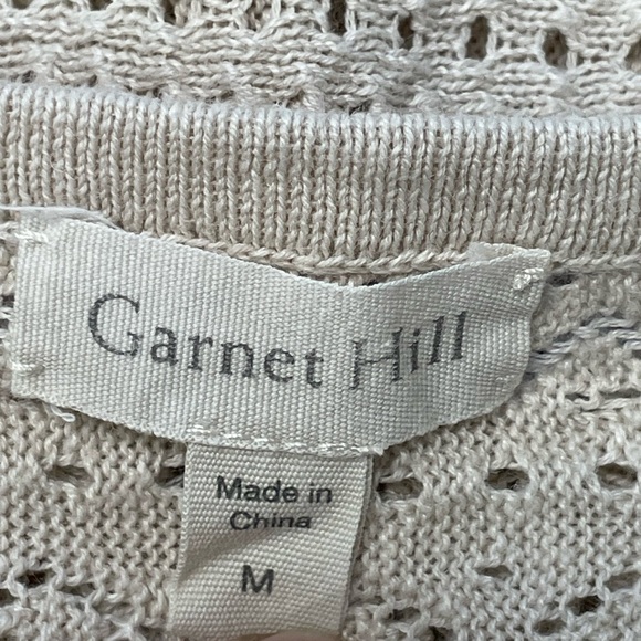 Garnet Hill Open Knit See through Top Tan Linen Organic Cotton Blend Medium - Picture 2 of 8